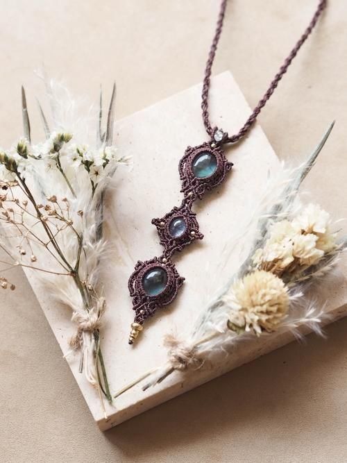 マクラメペンダント フローライト＆カイヤナイト STONES SPIRIT 天然石