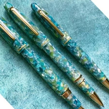 エスターブルック ローラーボール エスティ シーグラス ゴールドトリム Esterbrook Estie Sea Glass │ インへリットペン