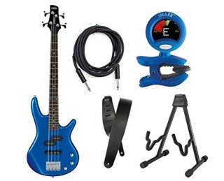 Ibanez GSRM20 4-String Electric Bass Starlite Blue With Tuner, Stand, Strap and Cabl