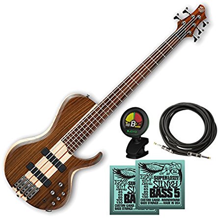 【安心の返金保証有！輸入ギターならGuitars Walker】Ibanez BTB685SC Terra Firma with Bartolini  Pickups 5-String Electric Bass Guitar Natural w/ Cable, Tuner, and 2 Sets 
