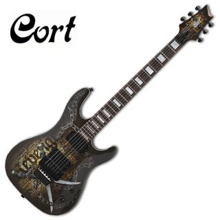 Cort KX5-FR-CQ Superstrat Floyd Rose FR Humbucker Unique Graphic Electric Guitar