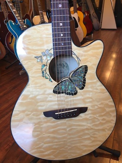 Luna Guitars Fauna Butterfly Acoustic-Electric Guitar Transparent