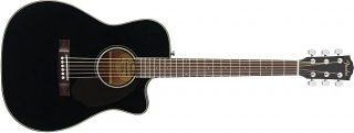Fender CC-60SCE Black - Solid Top, Concert Cutaway, Acoustic / Electric Guitar 
