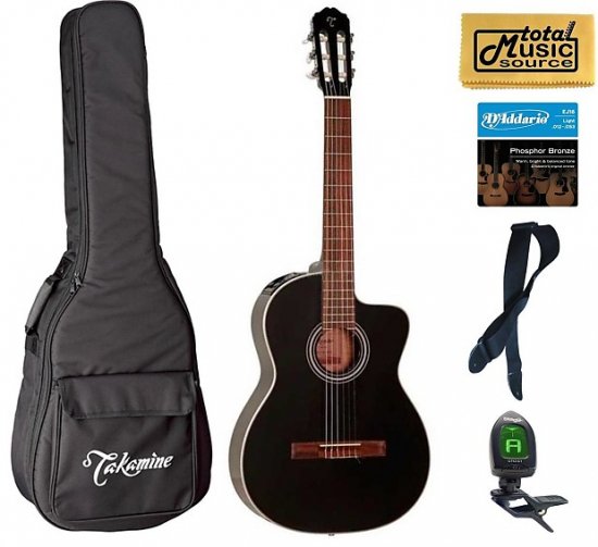 Takamine G Series GC1CE-BLK Acoustic-Electric Classical Guitar