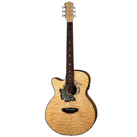 Luna Guitars Fauna Butterfly Left-Handed Cutaway Acoustic-Electric