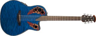 Ovation Celebrity Elite Plus Acoustic Electric Guitar Quilted Maple Trans Blue 