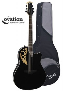 Ovation Elite TX 1778TX-5GSM Acoustic-Electric Guitar - Black w/ Case 