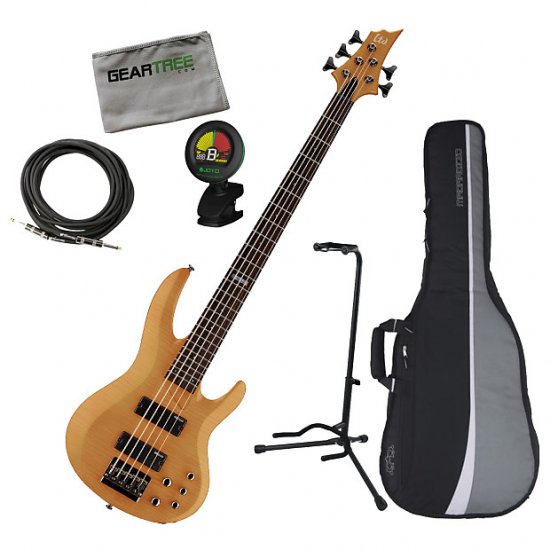 ESP LTD B-155DX HN Honey Natural 5-String Bass Guitar Bundle ギター - 輸入 ...