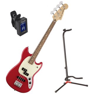 Fender Mustang PJ Bass - Pau Ferro Fingerboard, Torino Red w/ Stand and Tuner 