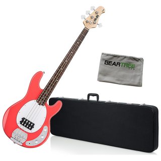 Sterling Ray4 Stingray FRD 4-String Electric Bass Guitar Bundle Fiesta Red 