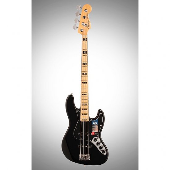 Fender American Elite Jazz Bass, Black, Maple Fingerboard, with 