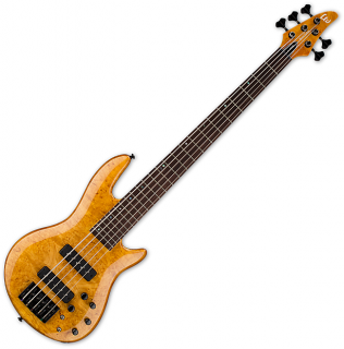 ESP LTD H-1005SE Burled Maple 5 String Electric Bass Honey Natural 