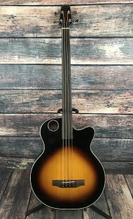 Boulder Creek EBR1-TB4FE Sunburst 4 String Fretless Acoustic Electric Bass Guitar - Bass Only 