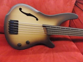 Ibanez SRH505F Bass Workshop 5-String Semi-Hollow Fretless Bass Guitar  Natural Brown: Open Box 