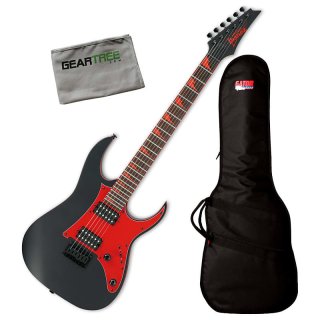Ibanez GRG131DX BKF Black Flat GRG Electric Guitar Bundle w/Gig Bag and Cloth 