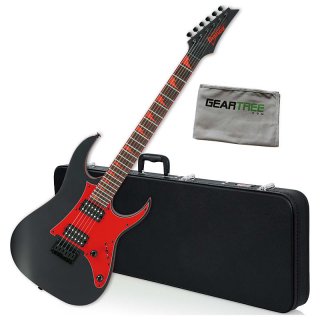 Ibanez GRG131DX BKF Black Flat GRG Electric Guitar Bundle w/Hard Case and Cloth 