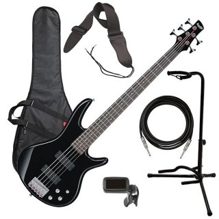 Ibanez GSR205 5-String Bass Guitar - Black BASS ESSENTIALS BUNDLE 