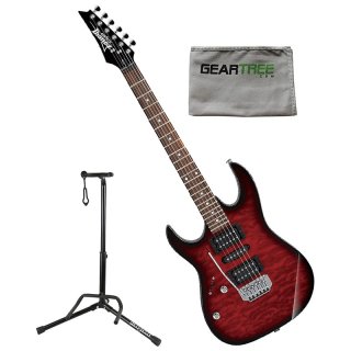 Ibanez GRX70QA TRB Left-Handed Electric Guitar Bundle Transparent Red Burst 