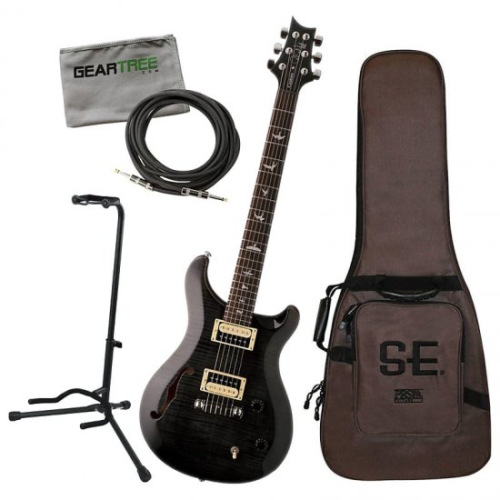 PRS SE Custom 22 Semi-Hollow Gray Black Guitar Bundle w/Bag 