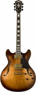 Washburn HB36K Spruce Flame Maple Vintage Hollowbody Electric Guitar w/Case 