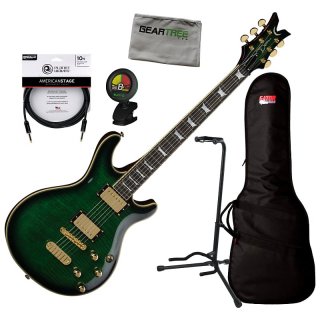 Dean DCR Icon TGR Trans Green Custom Run 15 Electric Guitar w/Bag, Stand, Cloth, Tuner, Cable 