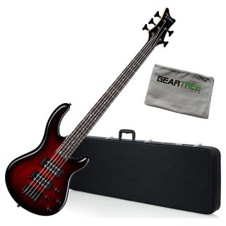 Dean Edge 2 5-String Transparent Red Bass Guitar Bundle ギター