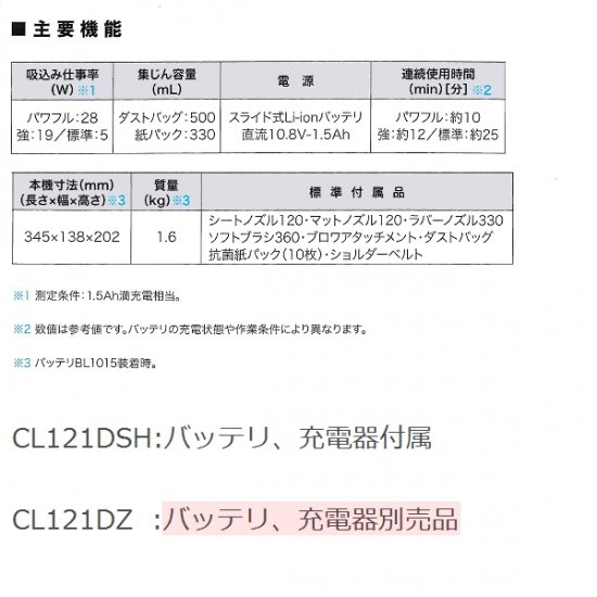 マキタ(makita) 10.8Vスライドバッテリ充電式 車内清掃クリーナ+空気