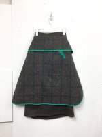 AWA piping skirt /grey×green