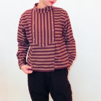 Striped design blouse / BRN