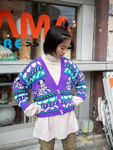 DOG HEART PATTERN CARDIGAN