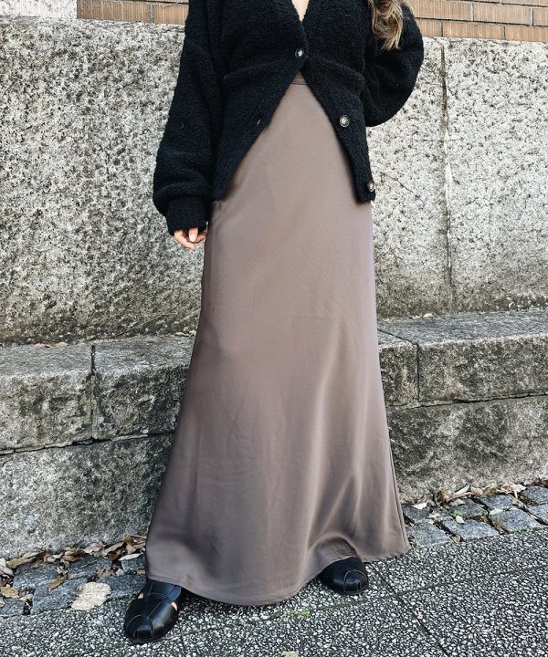 Satin long skirt - esutoreja-エストレジャ-｜レディースファッション ...