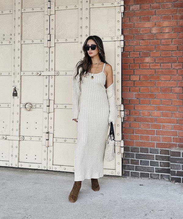 Cardigan long knit dress - esutoreja-エストレジャ-｜レディースファッションブランド