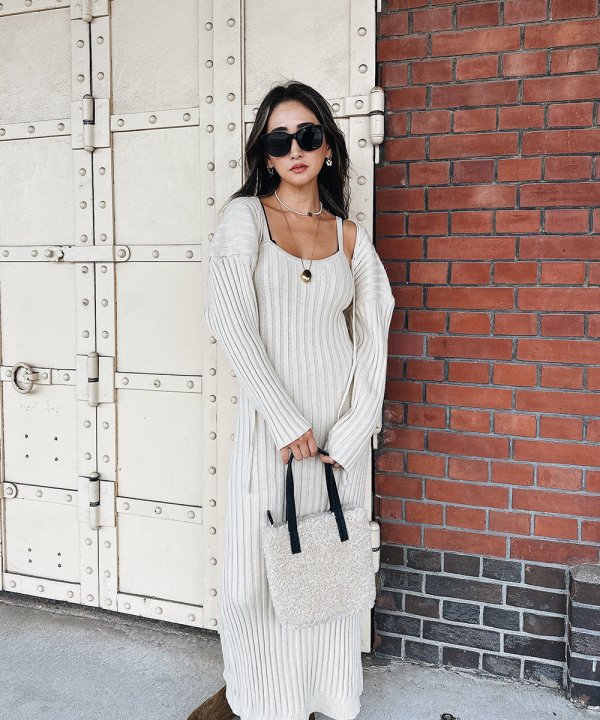 Cardigan long knit dress - esutoreja-エストレジャ-｜レディースファッションブランド