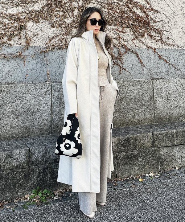 High neck long coat - esutoreja-エストレジャ-｜レディースファッションブランド