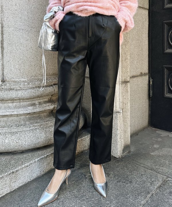 Tapered leather pants