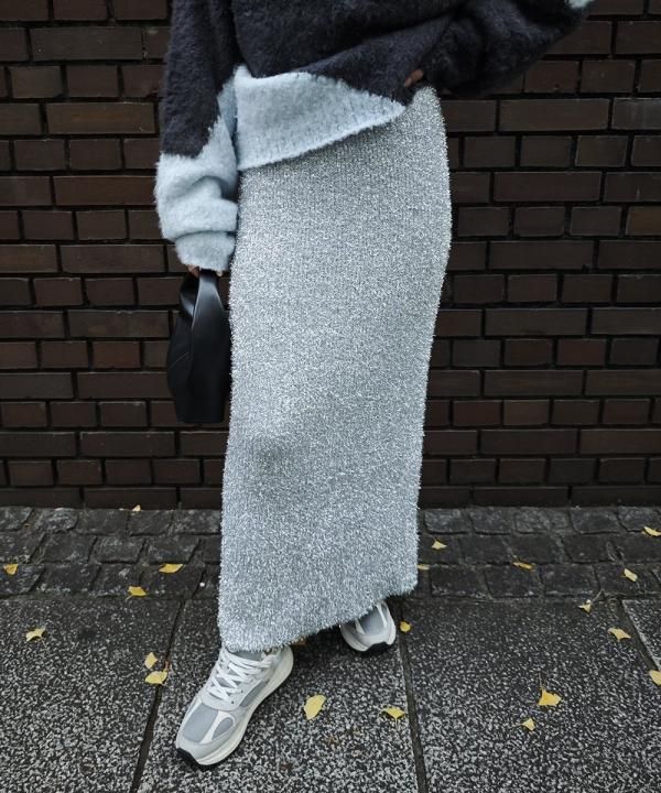 Glitter knit skirt