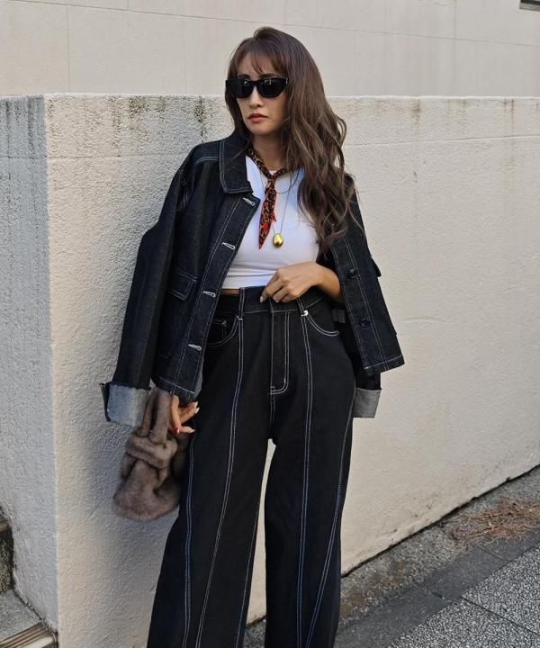 Stitch denim coverall