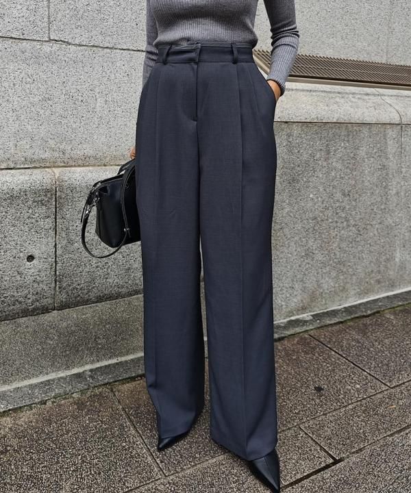 Piping 2tuck wide pants