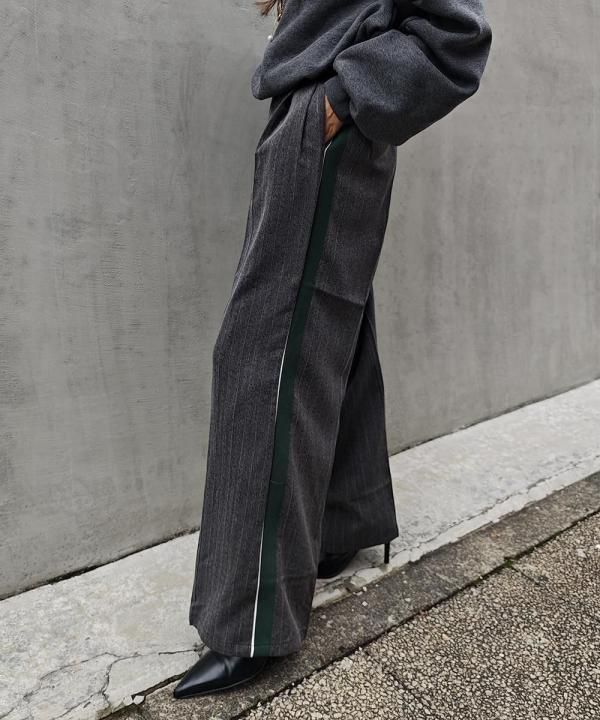 10/29 20:00~Side line stripe wide pants - esutoreja