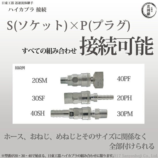 日東工器 ハイカプラ 30PF 鋼鉄製（プラグ、3/8 おねじ取付用）迅速