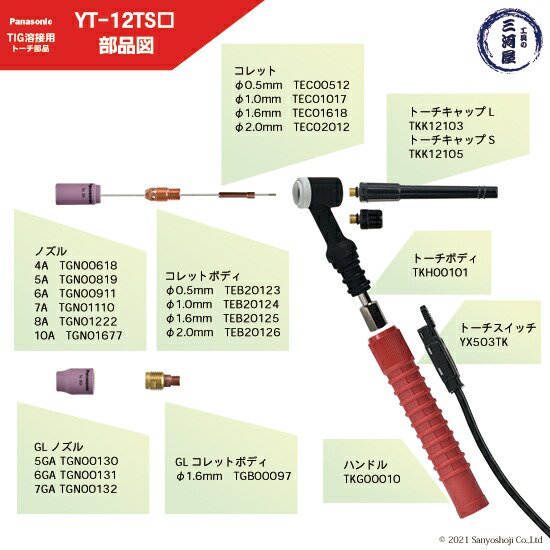 パナソニック 純正 セラミックノズル No.5A TGN00819　1個 TIG溶接用レッドトーチ　 YT-12TS2,YT-12TS1TAB,YT-12TP2,YT-20TSW2用 - 【工具の三河屋 本店】