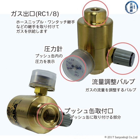 標準ガスプッシュ缶用 圧力調整器（eco-CAN） CR-10-2 RC1/8 1020