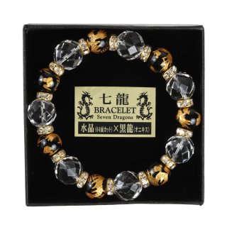 七龍ブレスレット 水晶64面カット×黒龍（オニキス） seven dragon bracelet