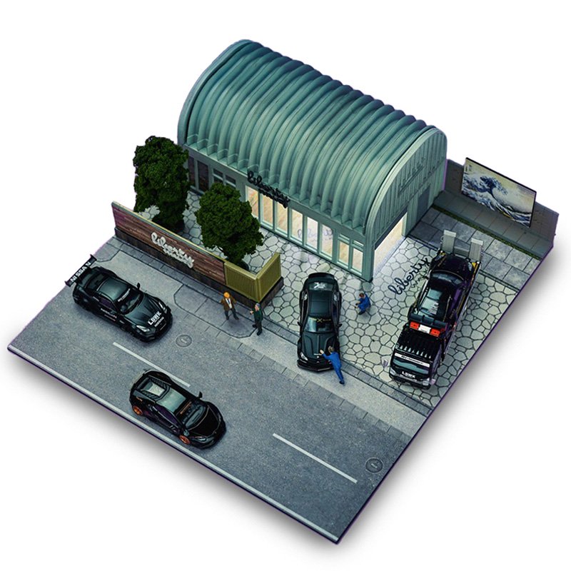 MAGIC CITY 1/64 LBWK HQ White Dome exhibition hall Fence in front of  building Diorama LBWK本社ジオラマ - ミニカーshop　リトルレガード