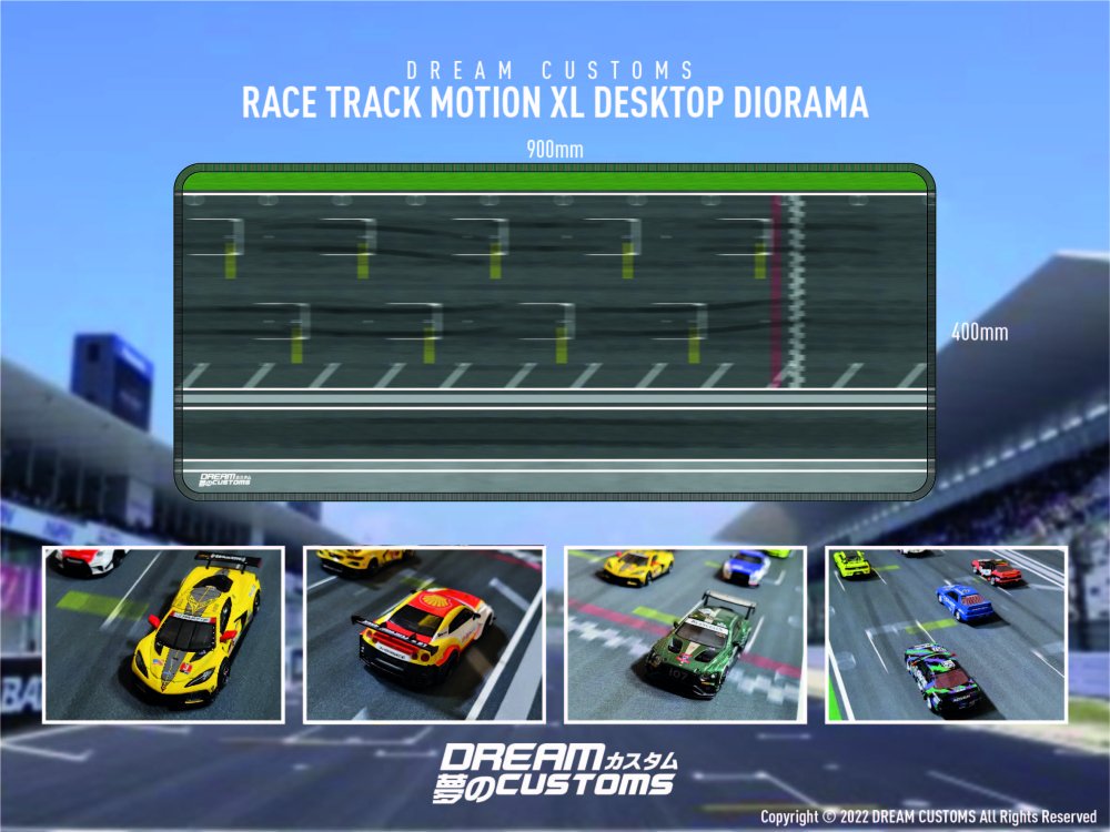 デスクトップジオラマ レーストラックスタート モーションタイプ Race Start XL Desktop Diorama 900mm×400mm  収納袋付き - ミニカーshop　リトルレガード