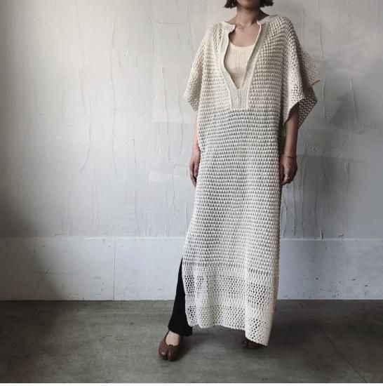 Oval Crochet Caftan / Ecru クロッシェカフタン - ロングワンピース