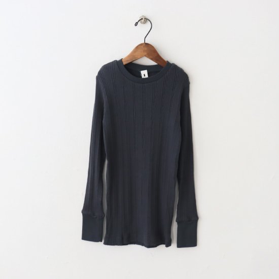 Ohh! Cotton Silk Random Rib L/S Crew / Charcoal Black - Oval