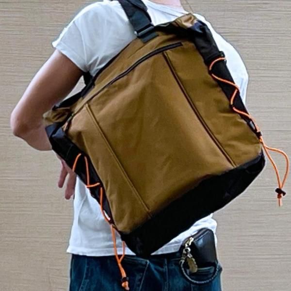 アウトドア大容量トートバッグ(ブラウン×オレンジ) ☆数量限定品