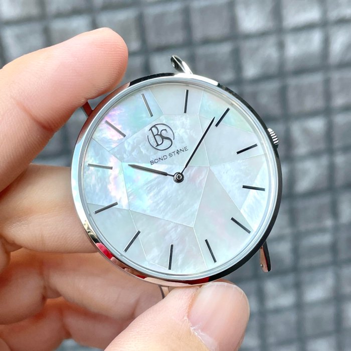BOND STONE SHINE 天然石腕時計 マザーオブパール 40mm - 木製腕時計のお店 EINBAND-アインバンド-