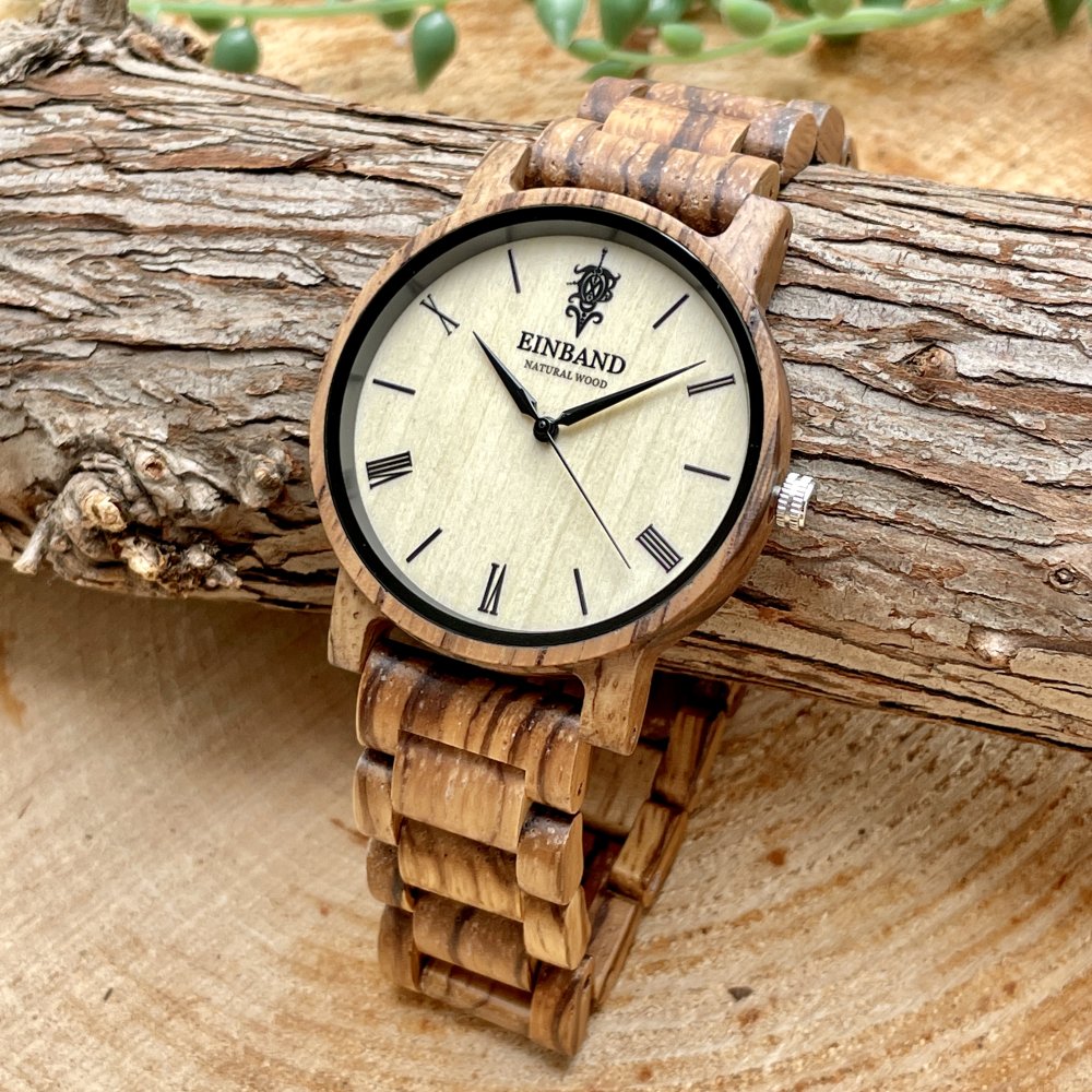 EINBAND Reise Zebrawood 木製腕時計 40mm